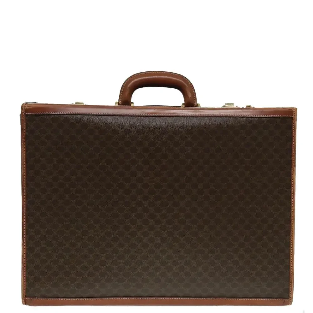 CELINE Macadam Canvas Trunk Pvc Leather Gold Brown